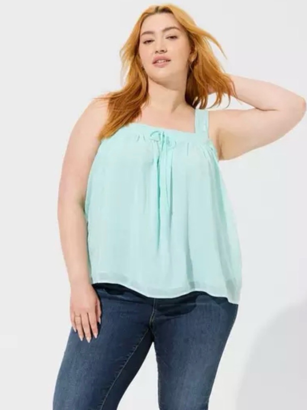 Torrid Mint Aqua Embroidered Chiffon Crochet Lace Tank Top 2X NWT